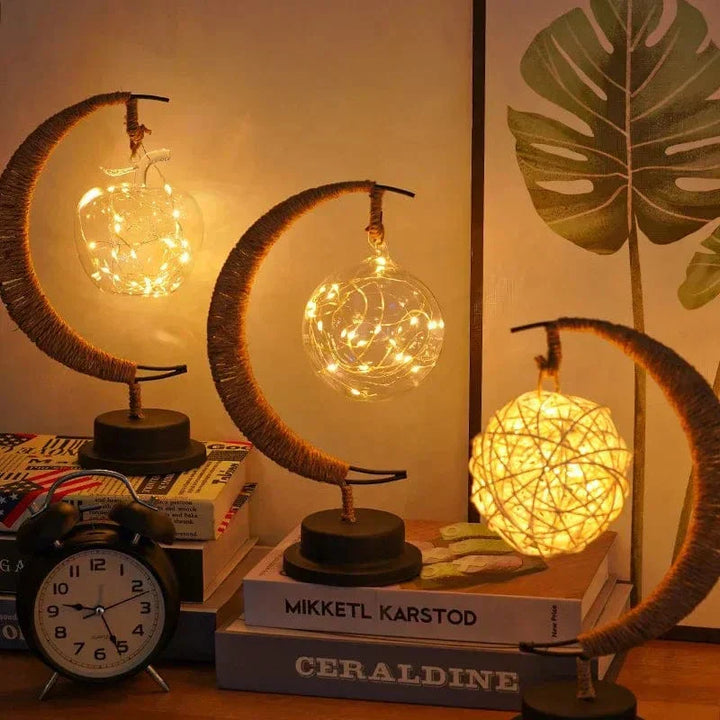 The LED Moon Star Night Light as a unique statement piece in a living room, enhancing the overall aesthetic with its enchanting design.