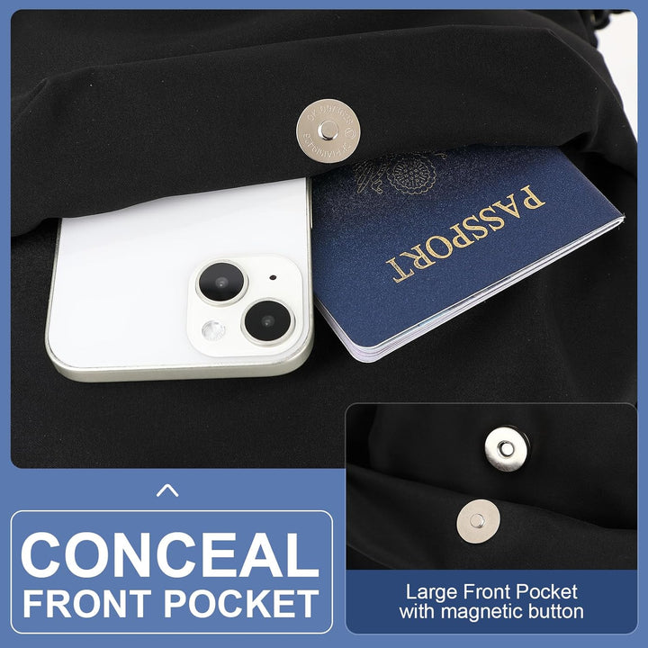 Water-resistant travel bag, unisex, organized, with easy-access pockets for daily essentials and tech.