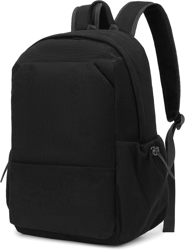 Detailed view of the organized main compartment of a water-resistant laptop & travel backpack.