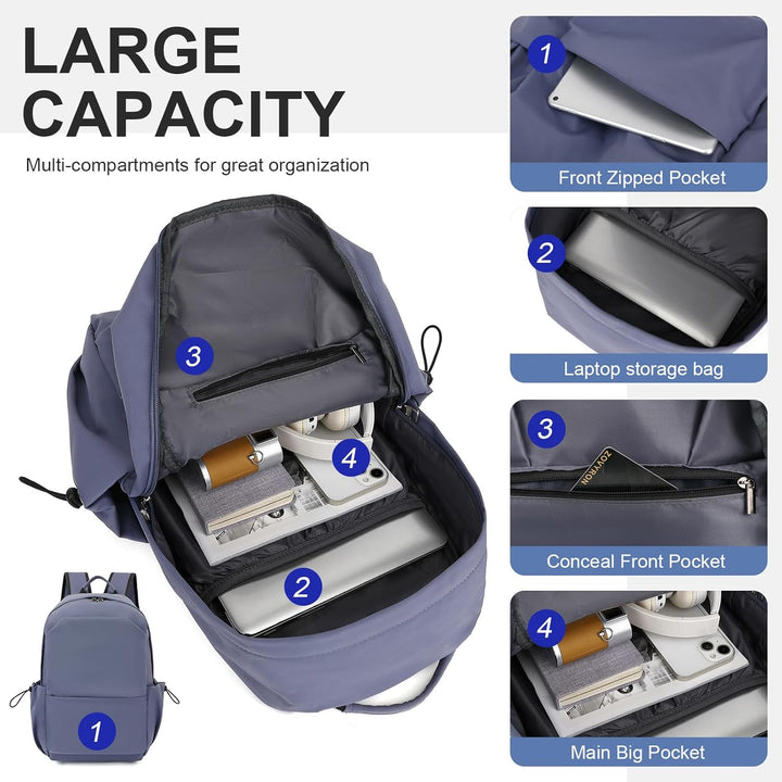 Green corduroy water-resistant laptop backpack, organized & lightweight, perfect for travel & work.