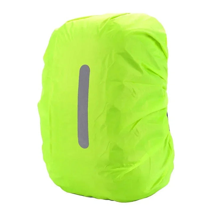 Adjustable backpack rain cover with elasticized edges for a secure & snug fit on various pack sizes.