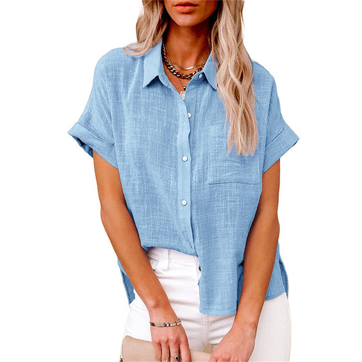 Plus size women's lightweight front pocket shirt, offering comfortable and stylish everyday wear.