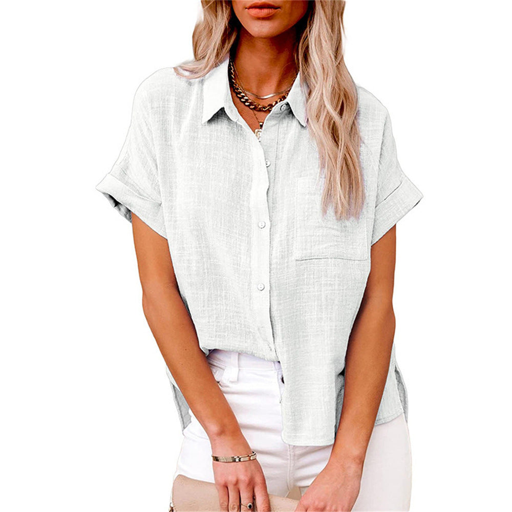 Everyday women's lightweight shirt with a chic front pocket, a comfortable and fashionable top.
