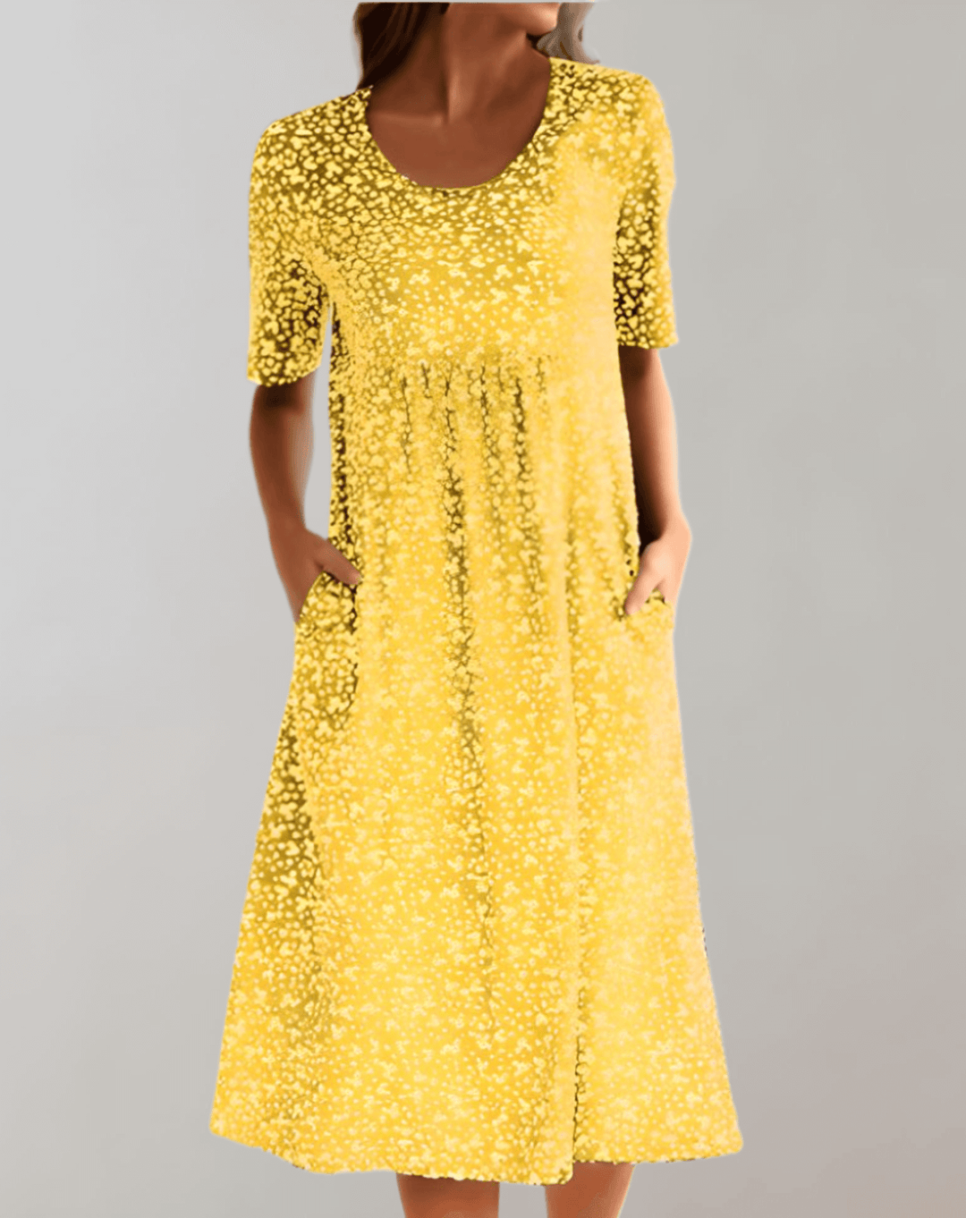 Chic women's V-neck midi dress; lightweight & flowy. A must-have for summer fashion.