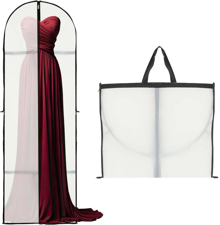 Long garment storage cover, 70-inch dress bag with zipper, 2-pack. Perfect for closet organization.