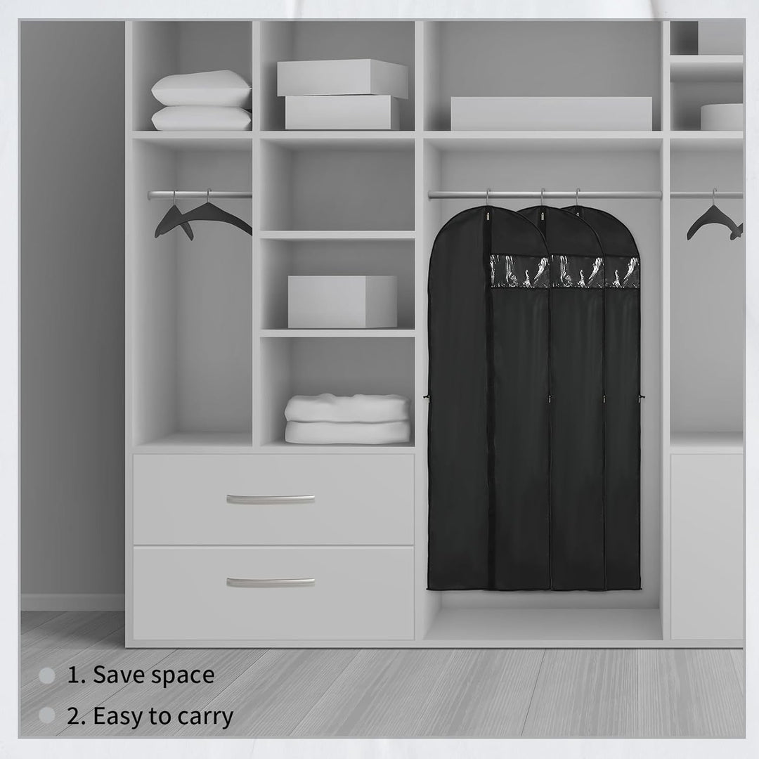 Versatile 70-inch long garment cover for dresses, suits & gowns. Essential closet storage solution.