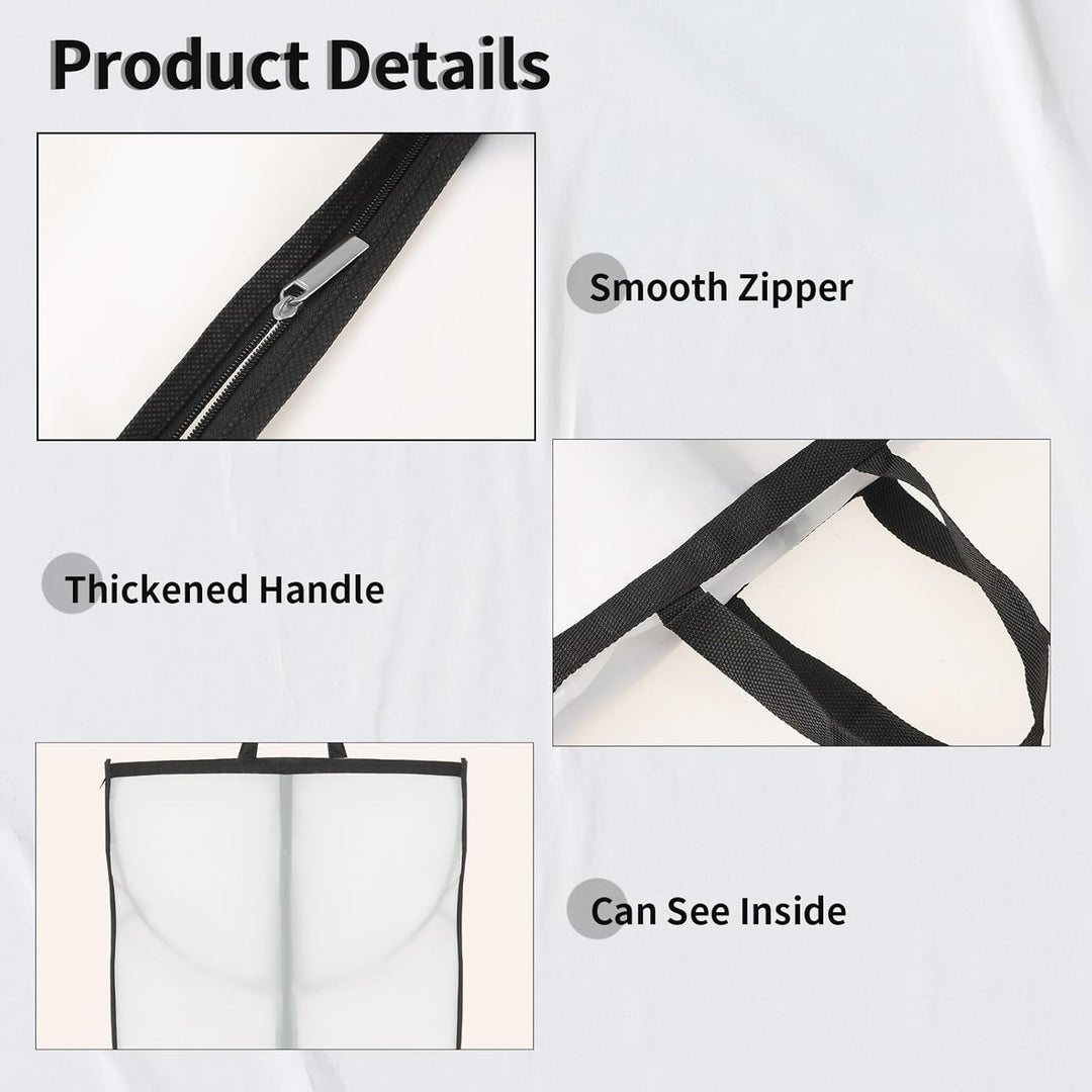 70-inch dress bag with full zipper & clear window. Long garment cover for clothing protection & organization.