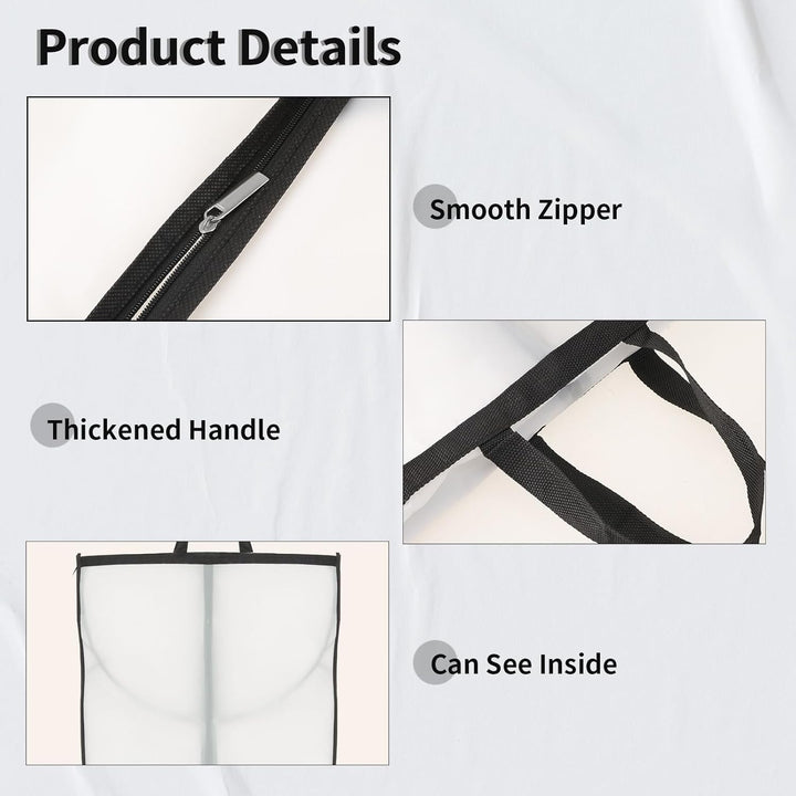 70-inch dress bag with full zipper & clear window. Long garment cover for clothing protection & organization.