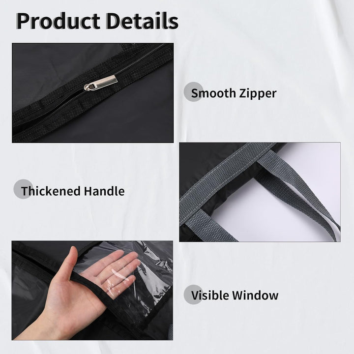 Clear window 70-inch dress bag. Long garment cover with zipper for visible clothing protection & access.