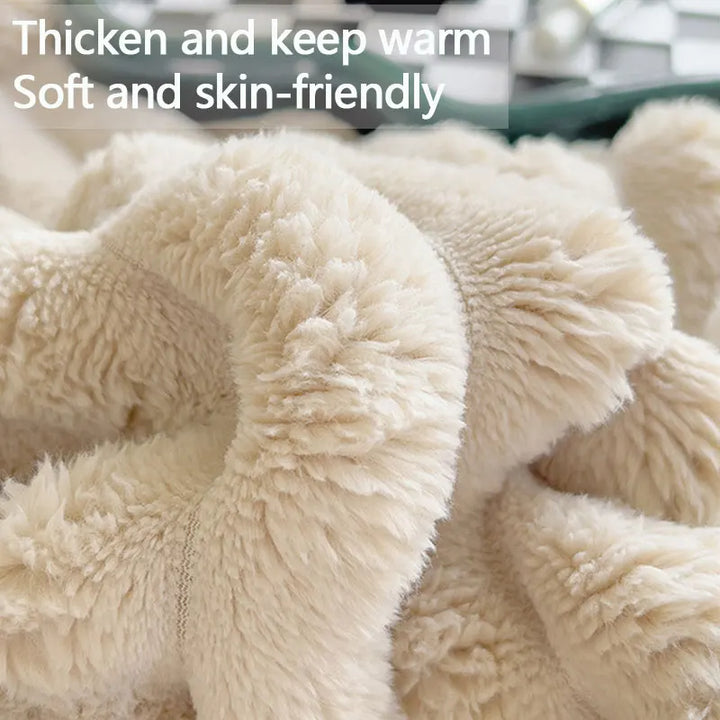 Indulge in the soft, plush feel of this luxury comfort blanket, designed for warmth & relaxation.