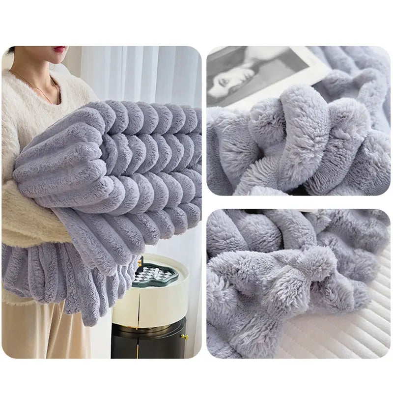 Person relaxing under a cozy, warm, and soft luxury comfort blanket, perfect for unwinding.