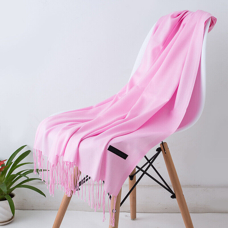 Soft, warm long cashmere scarf for women, a luxurious solid color fashion wrap for chilly days.