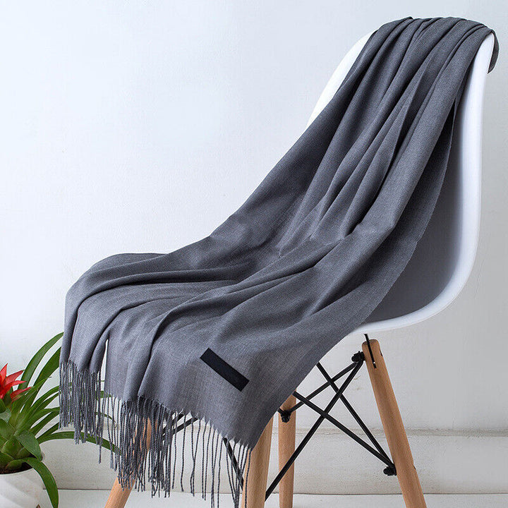 Bria women's luxurious long cashmere scarf, ultra-soft, warm, and stylish for elegant comfort.