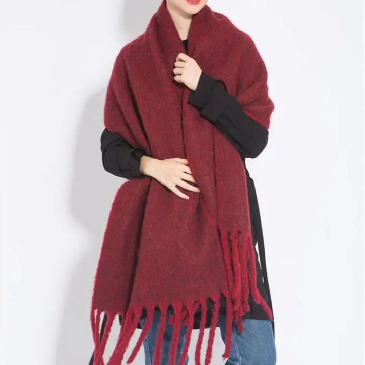 Soft women's cashmere scarf. A warm winter fashion accessory for cold weather.