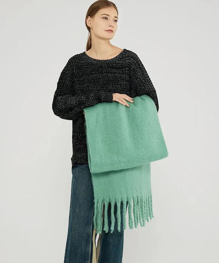 Warm long cashmere scarf for women. Soft accessory for ultimate winter comfort & style.