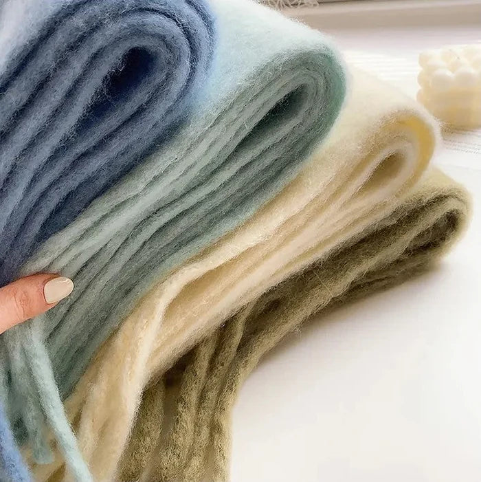 Fashionable women's cashmere scarf. Elegant and warm for fall and winter outfits.