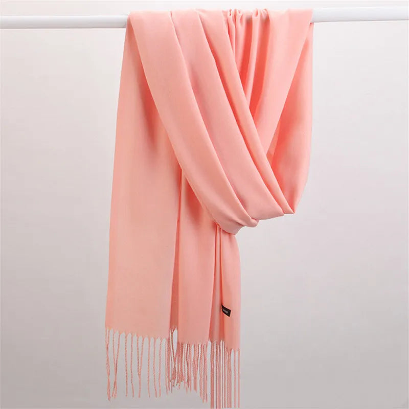 Warm women's cashmere scarf, a versatile and soft accessory for cold weather style.