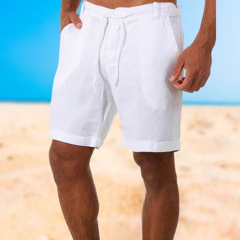 Versatile men's linen shorts for stylish comfort, ideal for summer, casual outings, or vacation menswear.