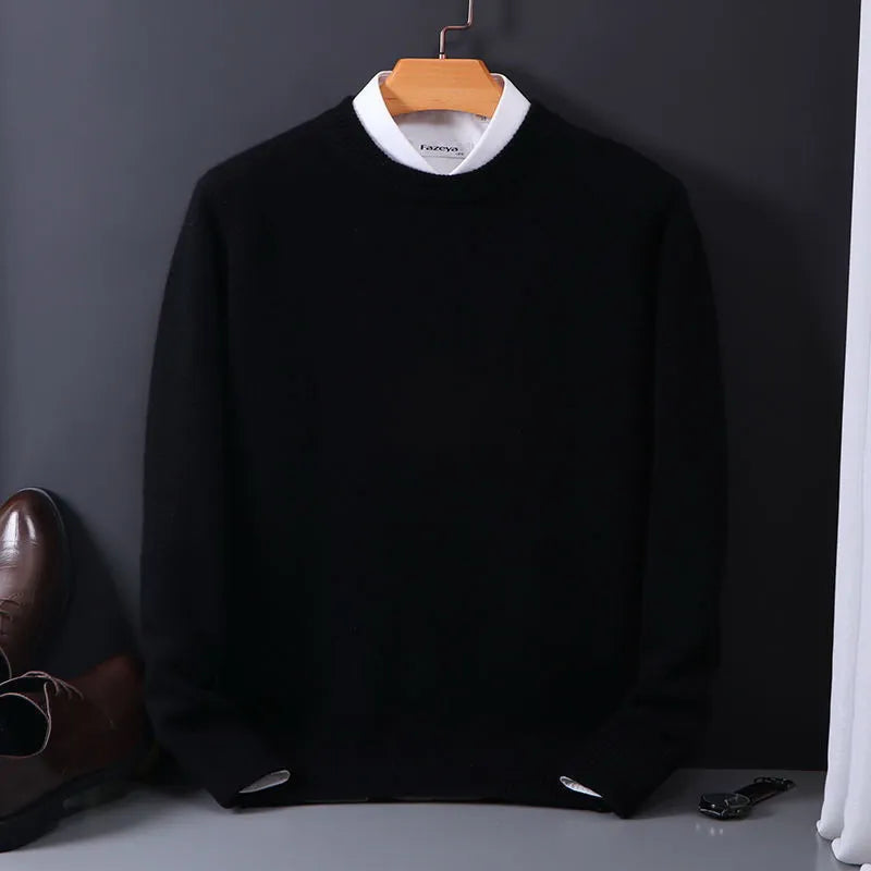 Luxurious Oliver men's cashmere pullover sweater. Elegant, soft, long-sleeve top for classic fall & winter fashion.