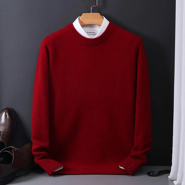 Oliver men's luxurious cashmere sweater. Classic pullover design, perfect comfortable long-sleeve for fall & winter.