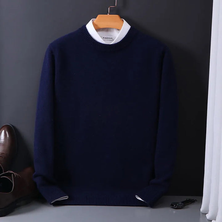 Oliver men's luxurious cashmere pullover. Elegant, soft, long-sleeve sweater for classic fall & winter men's style.