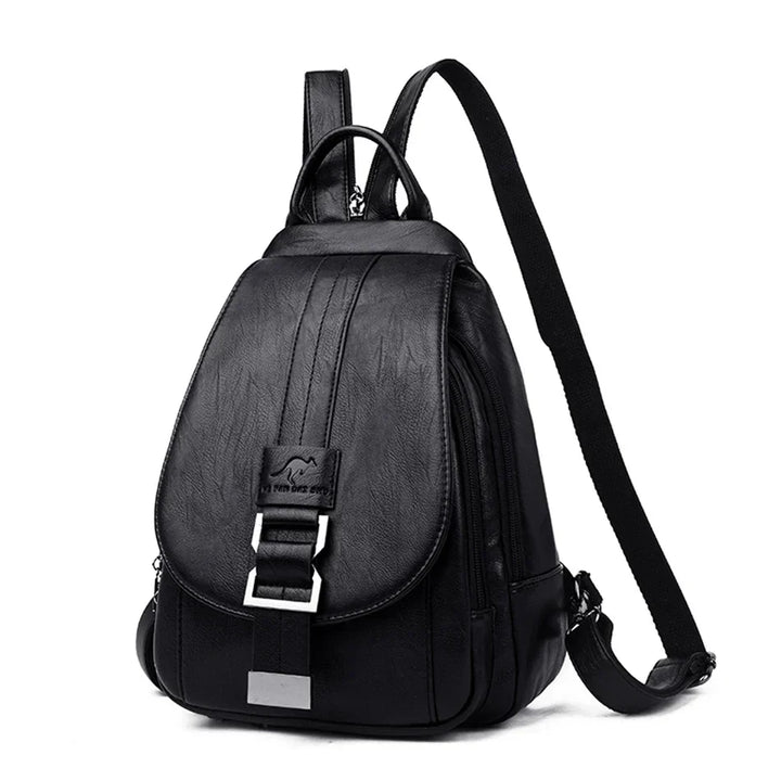Luxurious water-resistant genuine leather women's backpack, perfect for daily carry & travel.