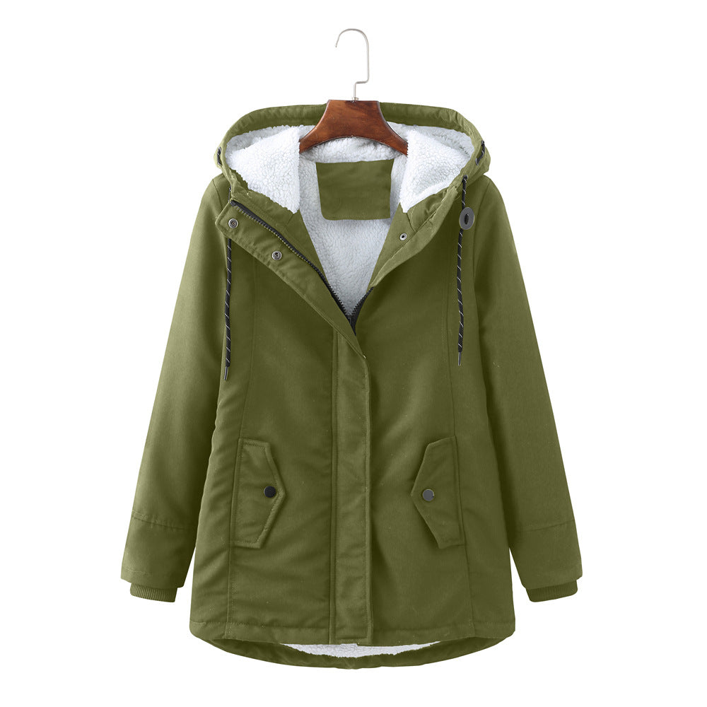 Aurora women's flattering winter coat, warm long sleeve parka, elegant and perfect for daily fashion.