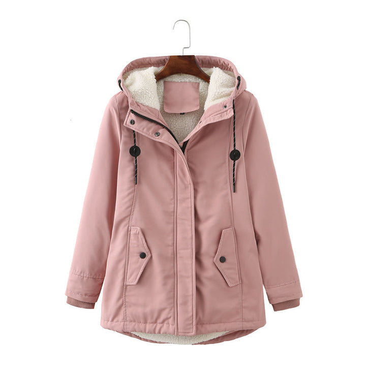 Cozy women's long sleeve winter parka, warm jacket for cold weather, stylish & elegant fashion.