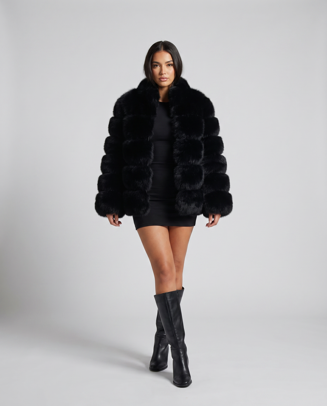 Luxurious women's plush winter jacket in a chic brown, offering warmth and style for cold weather outerwear.