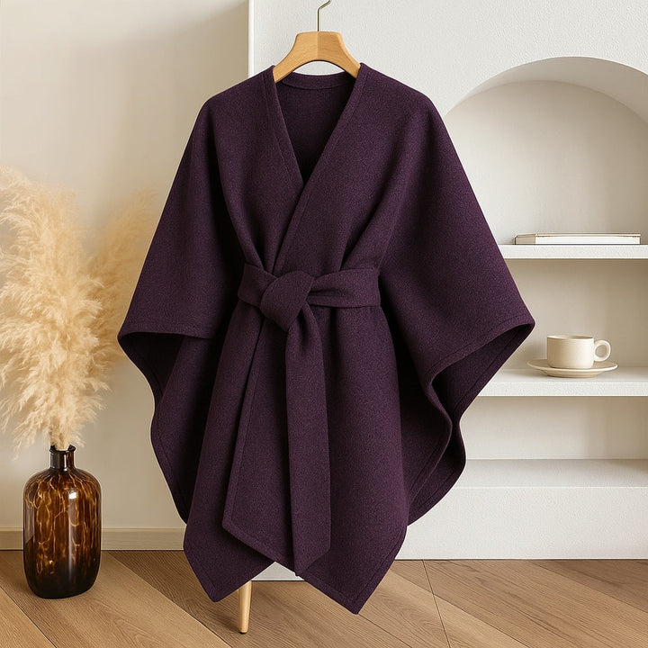 Cozy women's windproof poncho scarf, an elegant fall layering shawl and winter outerwear.