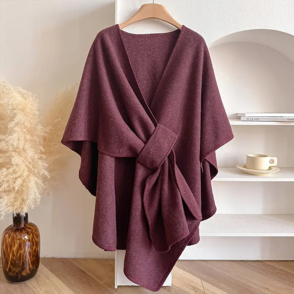 Women's elegant windproof poncho, a versatile scarf coat for fall layering & winter.