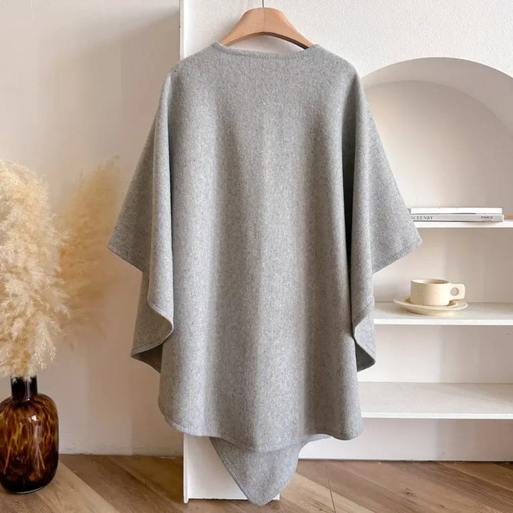 Women's luxurious windproof poncho, a stylish and warm elegant winter fashion scarf coat.