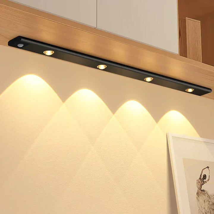 Smart wireless LED cabinet light with motion sensor for effortless kitchen, closet, and general home lighting.