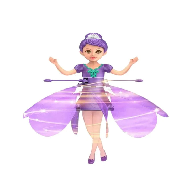 Fun magical flying doll with LED lights, gesture control, & dance simulation for kids' interactive play.