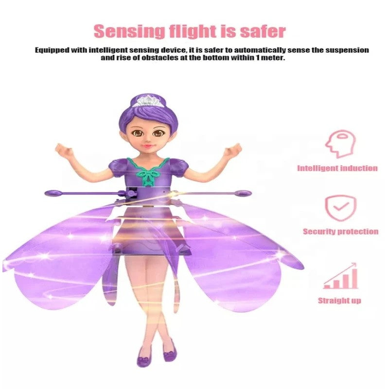 Interactive flying doll, engaging children's toy with dance simulation and gesture control.