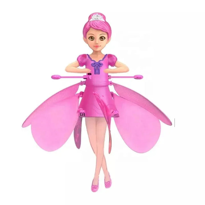Versatile flying doll for indoor/outdoor play, featuring LED lights & gesture control for kids.