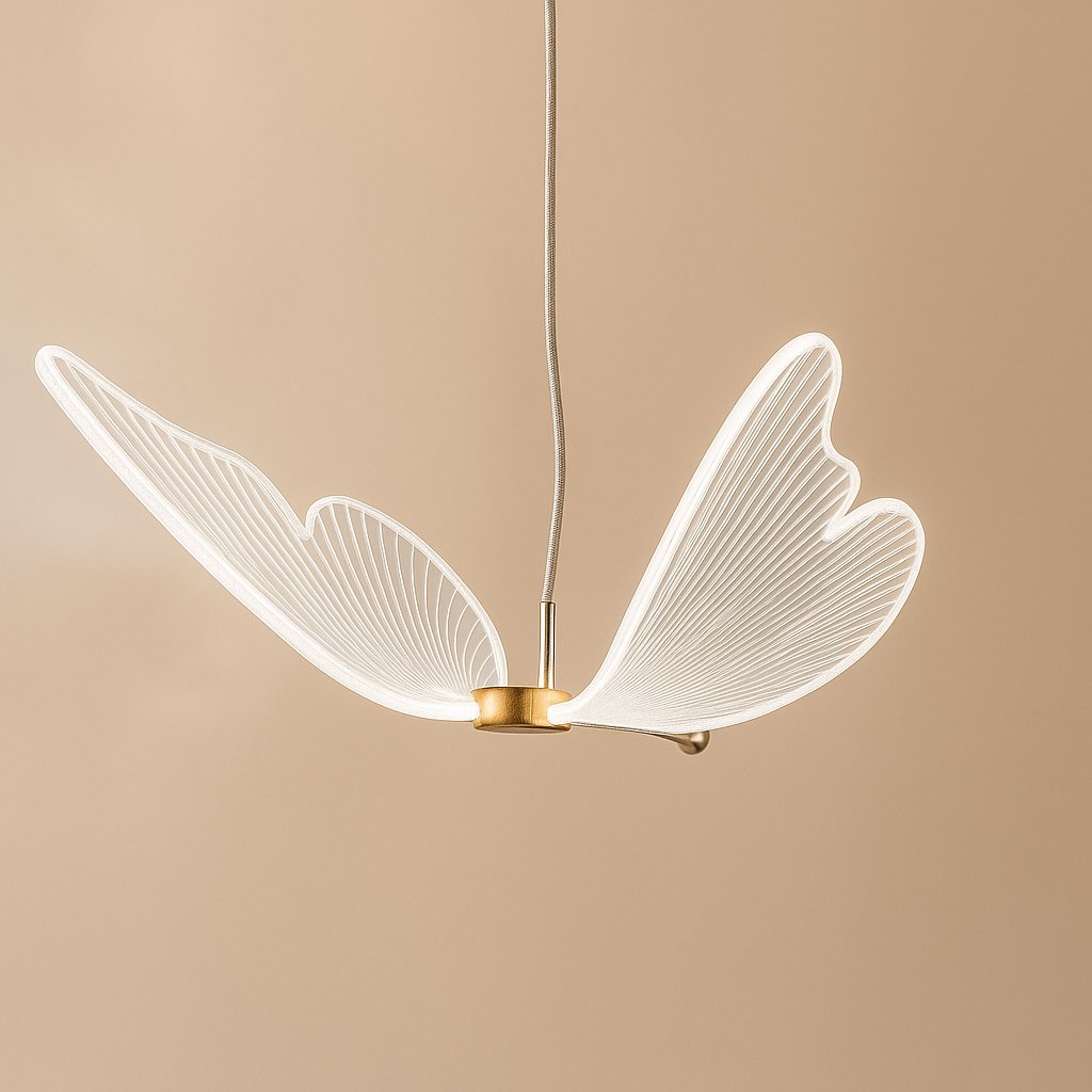 Whimsical LED butterfly pendant lamp creating magical lighting for kids' rooms & charming nursery decor.