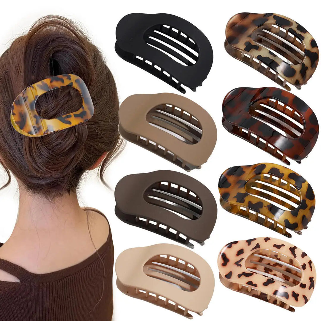 Matte oval flat hair claw clip for women's secure hold and fashion styling.