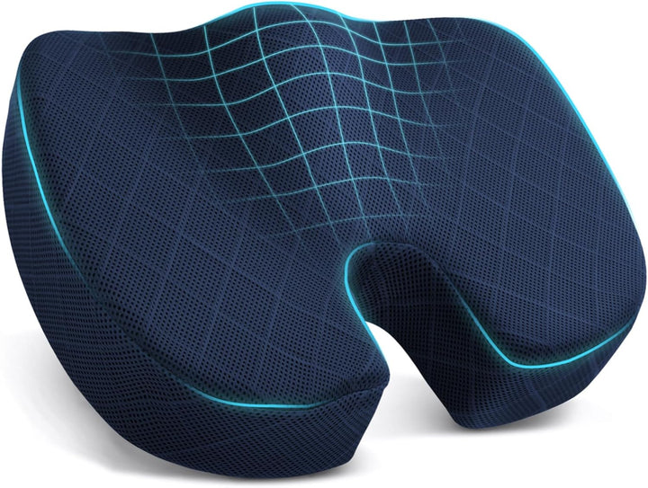 Ultra-comfortable memory foam seat cushion. Transforms office chairs & car seats into ergonomic havens.