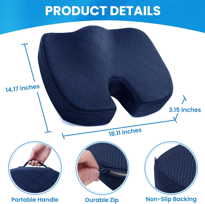 Premium memory foam seat cushion for office chairs. Enhances comfort, supports posture, reduces tailbone pain.