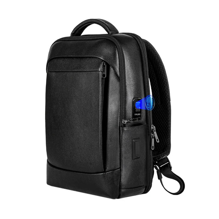 Men's anti-theft business laptop backpack with fingerprint lock, large-capacity for daily commute.