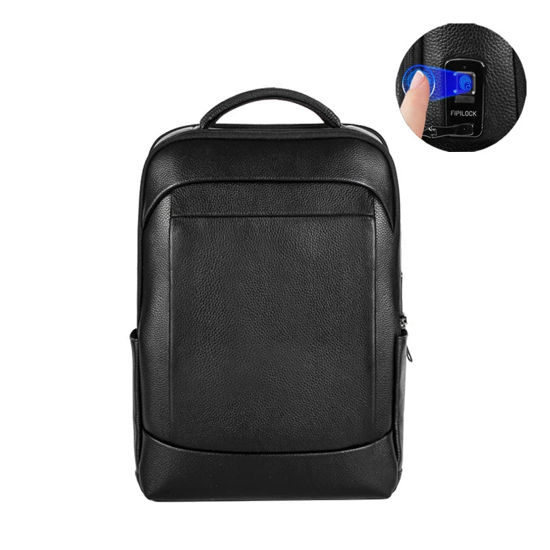 Secure professional men's business laptop backpack, anti-theft design with advanced fingerprint lock.
