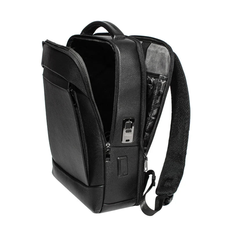 Large capacity men's anti-theft laptop bag with advanced fingerprint lock, great for business travel and daily use.
