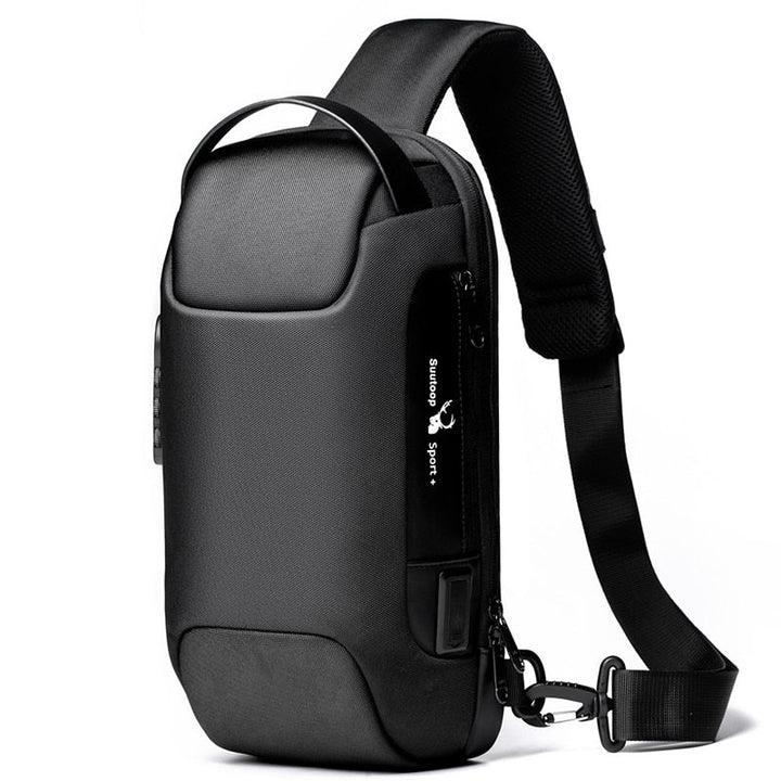 Men's anti-theft crossbody bag, water-resistant, with USB charging port. Perfect for daily carry & travel.