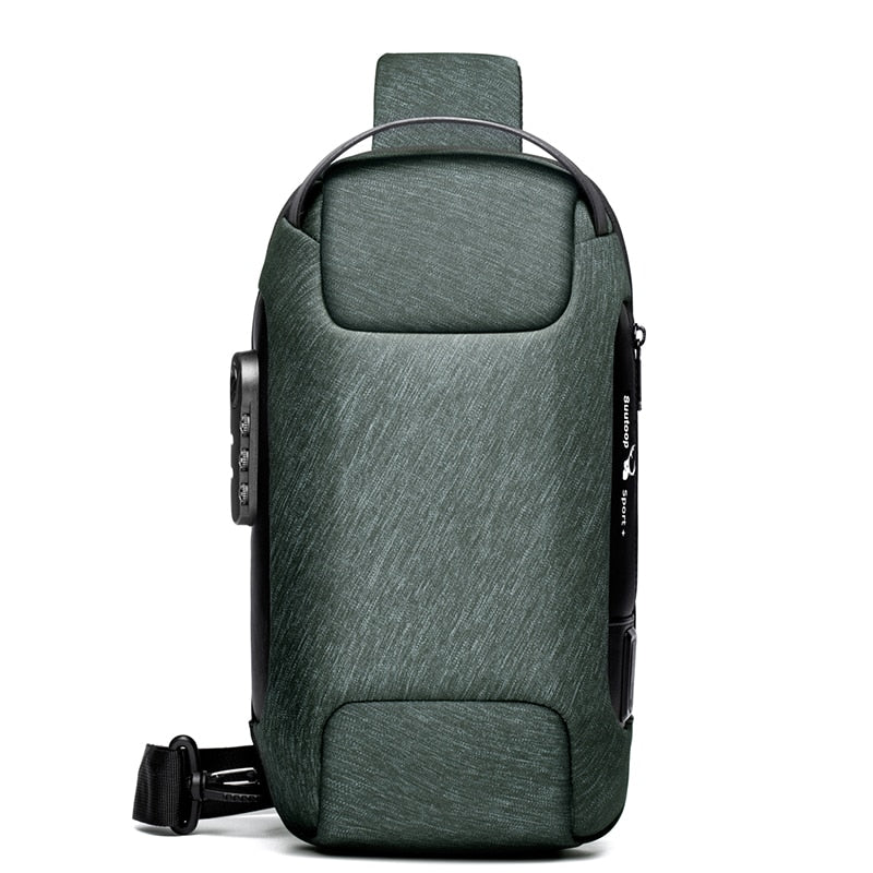 Travel-friendly men's crossbody bag. Anti-theft, water-resistant, and includes a USB charging port.