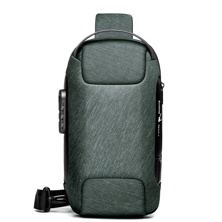Travel-friendly men's crossbody bag. Anti-theft, water-resistant, and includes a USB charging port.