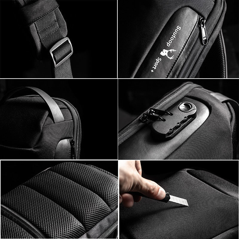 Versatile men's anti-theft sling bag, water-resistant, offering secure storage and USB charging on the go.