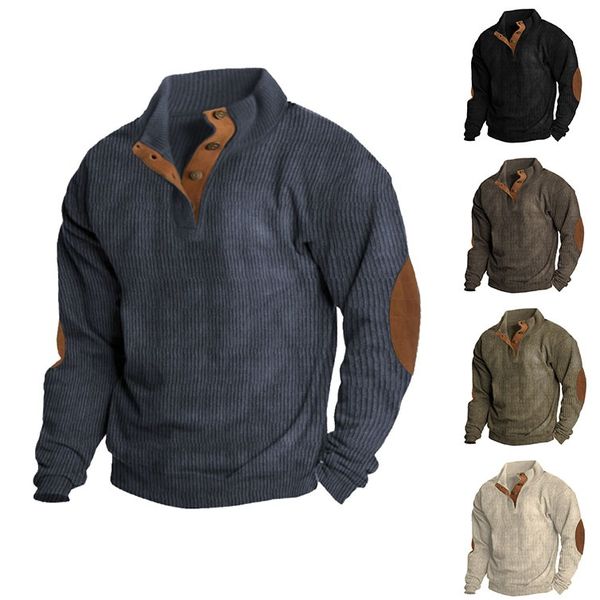 Close-up of Asher men's outdoor sweater fabric, highlighting its warm, durable, comfortable texture.