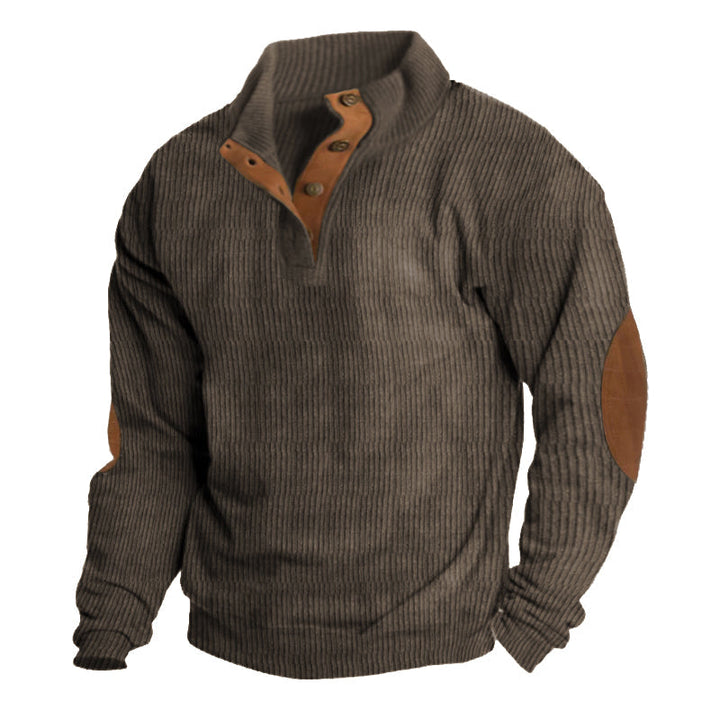 Back view of Asher men's adventure sweater. Warm & comfortable pullover design for hiking, camping & outdoor fun.