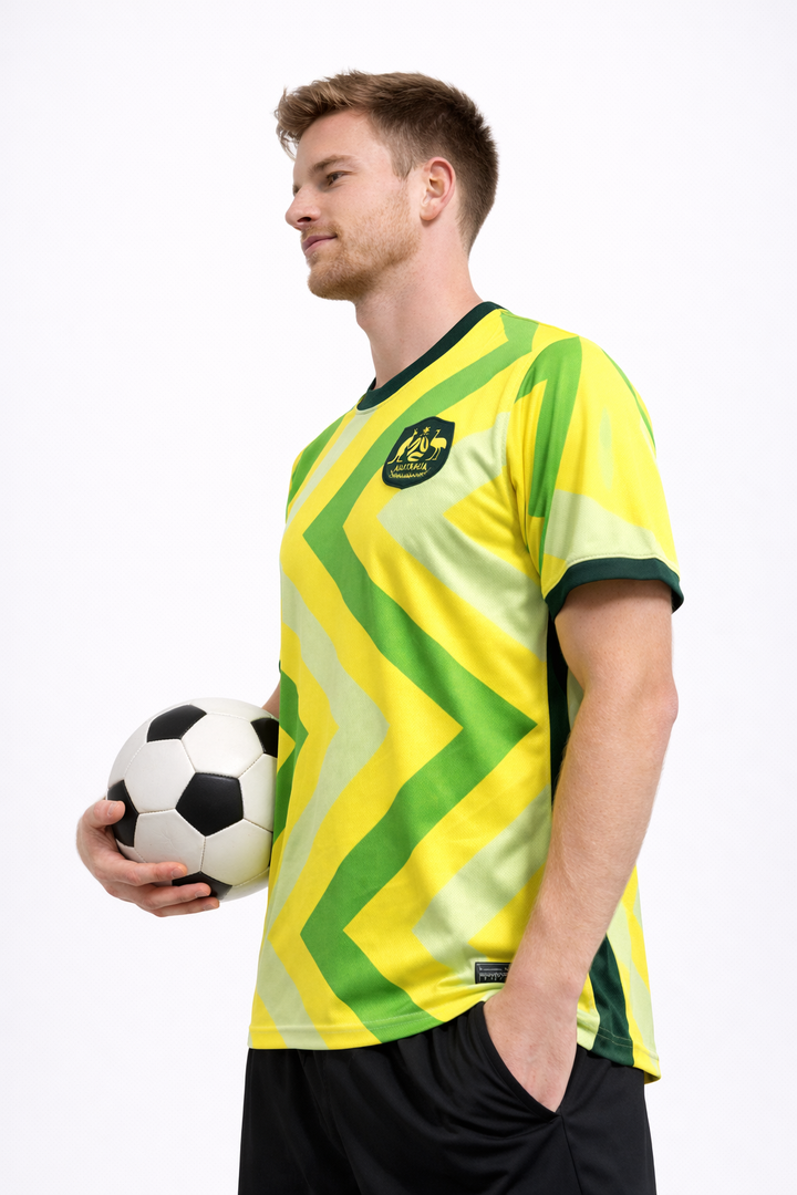 Men's Australia 2026 World Cup football shirt. Authentic athletic jersey for training & active fans.